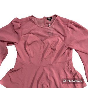 NWT Torrid Peplum with Mesh Sweetheart Neckline Long Sleeve Blouse - Size Large